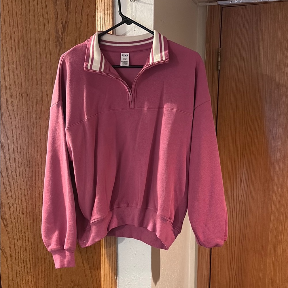 Pink Quarter-Zip Sweatshirt - PINK brand, size Small
